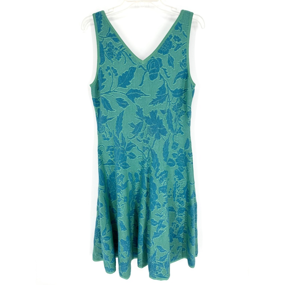 Peruvian Connection Pima Cotton Le Midi Dress Floral Sleeveless Mint/Teal Size M - Picture 5 of 7